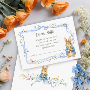 Cartão De Informações Mocinho Coelhinho Fofo Arco Azul Floral Sorteio de