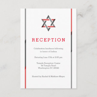 Cartão De Informações Modern Bar Mizvah - Vermelho e Preto