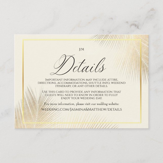 Cartão De Informações Modern Beach Coastal Frame Wedding   (Frente)