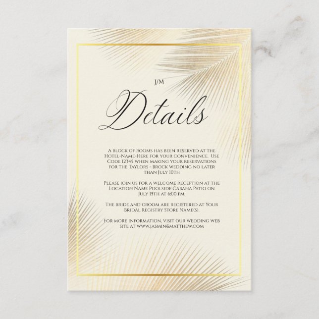 Cartão De Informações Modern Beach Coastal Frame Wedding   (Frente)