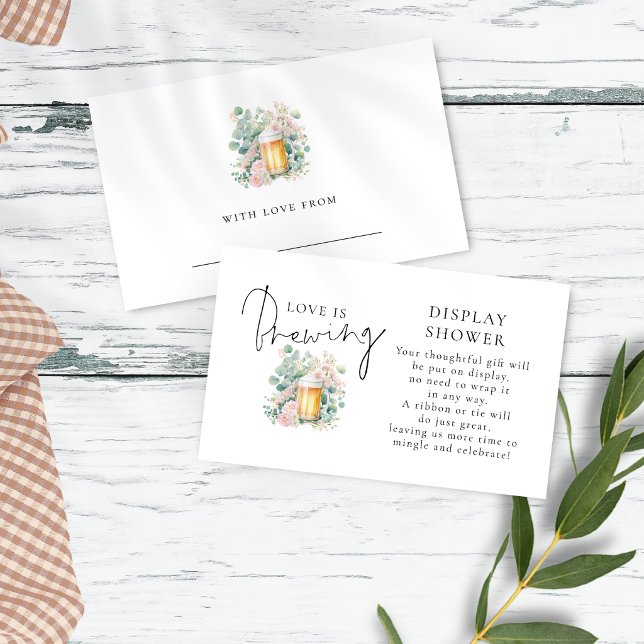 Cartão De Informações Modern Beer Love Brewing Display Bridal Shower (Front and back view)