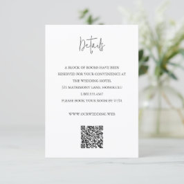 Cartão De Informações Modern Black and White QR Code Chic Wedding