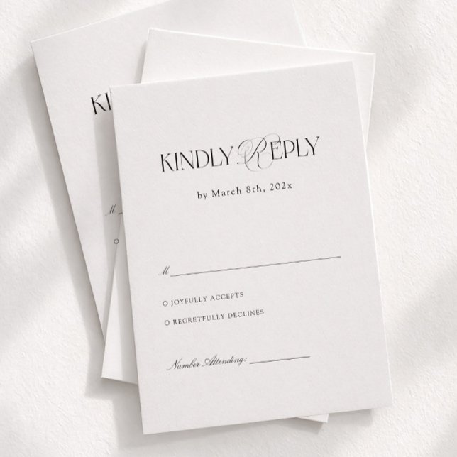 Cartão De Informações Modern Black and White Wedding Response  (Criador carregado)