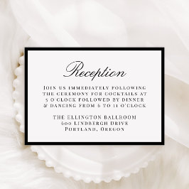 Cartão De Informações Modern Black Border Wedding Reception