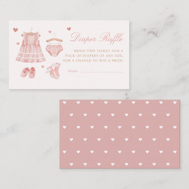 Cartão De Informações Modern Boho Girl Fralda Chá de fraldas Raffle (Frente/Verso)