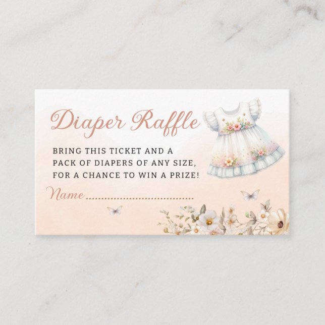 Cartão De Informações Modern Boho Girl Fralda Chá de fraldas Raffle (Frente)