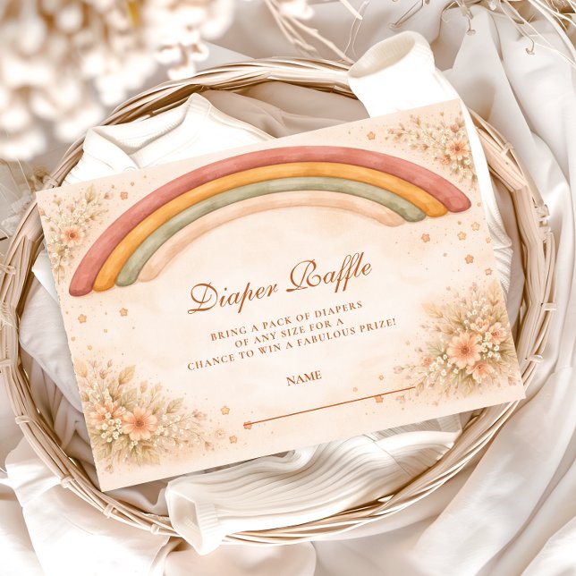 Cartão De Informações Modern Boho Rainbow Diapper Raffle (Criador carregado)