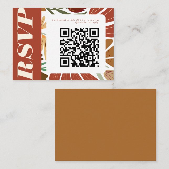 Cartão De Informações Modern Boho Terracotta Fall Floral Weding RSVP (Frente/Verso)