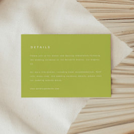 Cartão De Informações Modern Bold Lime Green Wedding Details