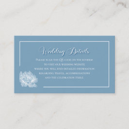 Cartão De Informações Modern Calligraphy Dusty Blue QR Info Wedding