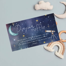 Cartão De Informações Modern Celestial Moon & Stars Diaper Raffle