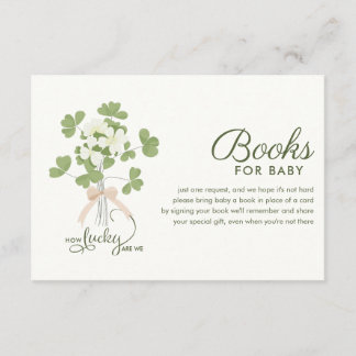 Cartão De Informações Modern Chic Lucky Shamrock with Bow baby shower
