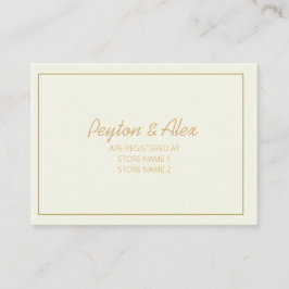 Cartão De Informações Modern Cream e Dourado Registro de Casamento de Sc