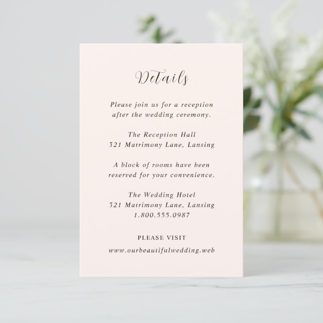 Cartão De Informações Modern Earthy Neutral Wedding (Em pé/Frente)