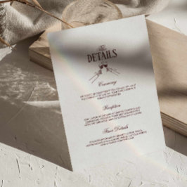 Cartão De Informações Modern Elegant Burgundy Wedding Details 