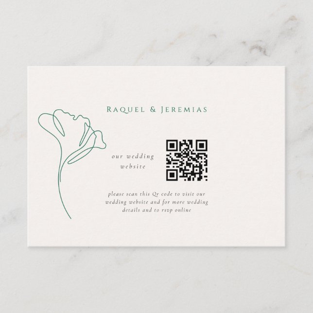 Cartão De Informações Modern Emerald Wedding Website Enclosure Card (Frente)