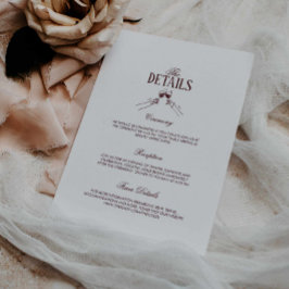 Cartão De Informações Modern Formal Burgundy Wedding Details 