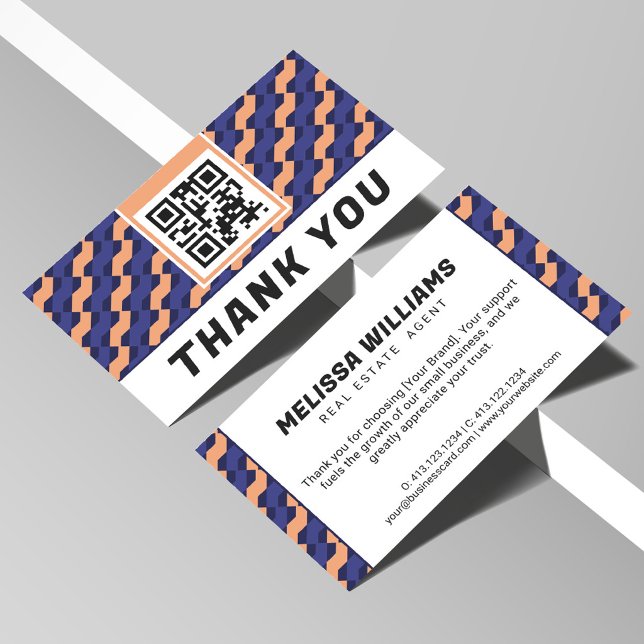 Cartão De Informações Modern Geometric Interlocking Pattern Thank You  (Criador carregado)