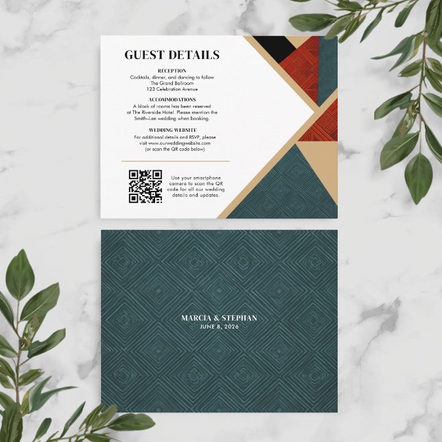 Cartão De Informações Modern Geometric Wedding Details Card (Geometric Style Guest Detail Wedding Card)