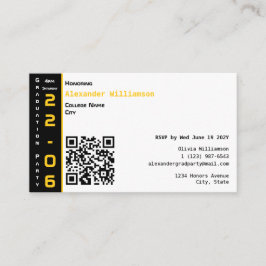 Cartão De Informações Modern Gold Black Graduation Party