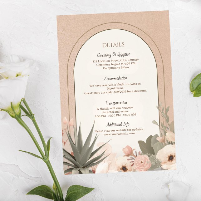 Cartão De Informações Modern Luxury Botanical Elegant Wedding (Criador carregado)