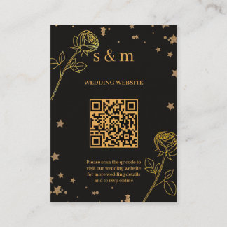 Cartão De Informações Modern Luxury Gold Foil QR Code Wedding Website