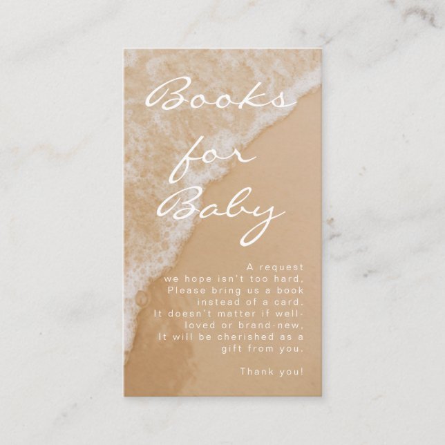 Cartão De Informações Modern Minimal Books For Baby Beach Baby Shower (Frente)