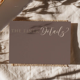 Cartão De Informações Modern Mocha Brown Wedding Details
