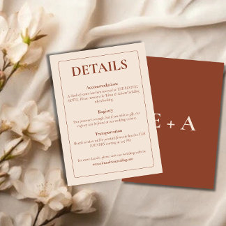 Cartão De Informações Modern Moody Wedding Enclosure Card