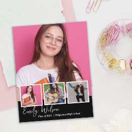 Cartão De Informações Modern Multi Photo Senior Graduation Announcement