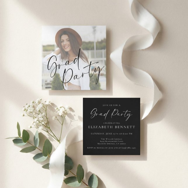 Cartão De Informações Modern Photo Graduation Party (Criador carregado)