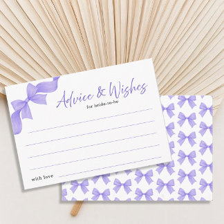 Cartão De Informações Modern Purple Coquette Bow Advice and Wishes Card