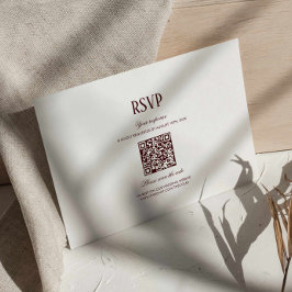 Cartão De Informações Modern Retro Burgundy Wedding QR Code RSVP