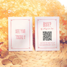 Cartão De Informações Modern Retro Hand Drawn Quirky QR Wedding RSVP