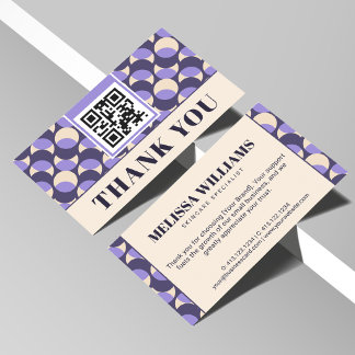 Cartão De Informações Modern Retro Lavender Geometric Thank You Card