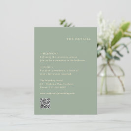 Cartão De Informações Modern Sage Green Simple QR Code Wedding