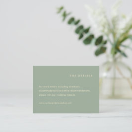 Cartão De Informações Modern Sage Green Simple Wedding