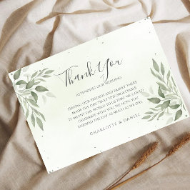 Cartão De Informações Modern Sage Greenery Wedding Thank You Card