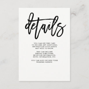 Cartão De Informações Modern Script   Detalhes do Convidado do Casamento