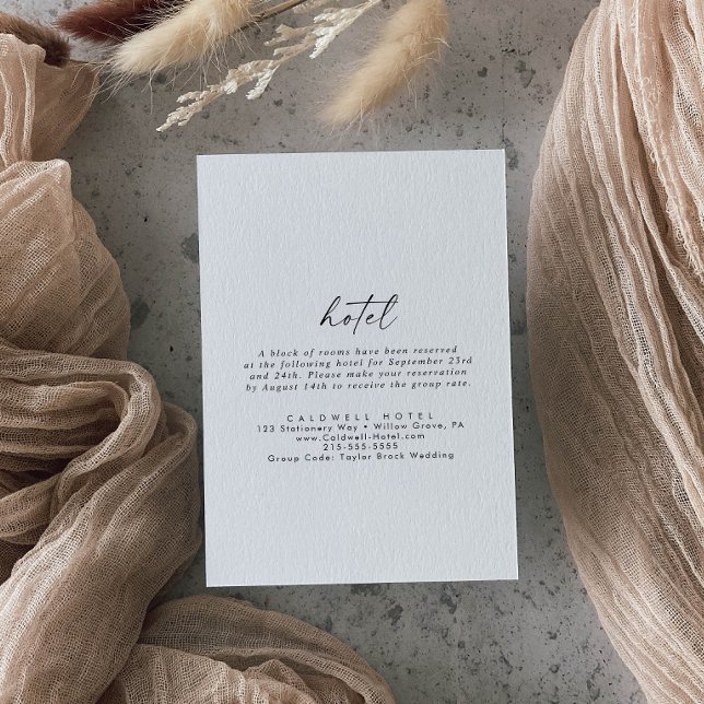 Cartão De Informações Modern Script Hotel (Criador carregado)