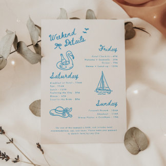 Cartão De Informações Modern Script Lake Bachelorette Weekend Details