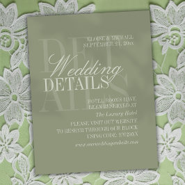 Cartão De Informações Modern Script Sage Green Wedding Details QR