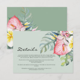 Cartão De Informações Modern Tropical Floral Hawaii Wedding