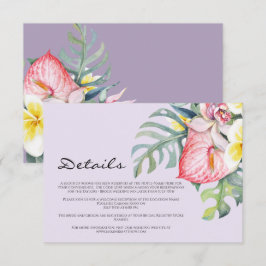 Cartão De Informações Modern Tropical Floral Hawaii Wedding
