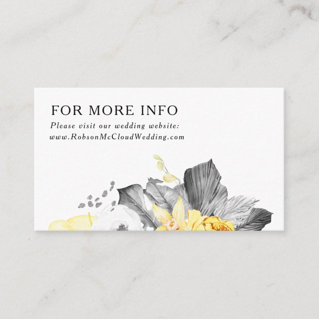 Cartão De Informações Modern Tropical Wedding Website Enclosure Card (Frente)