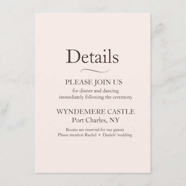 Cartão De Informações Modern Wedding (Frente)