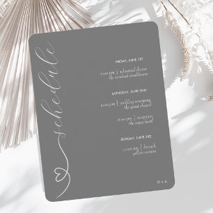 Cartão De Informações Modern Wedding Agendar e Detalhes Prata Escura