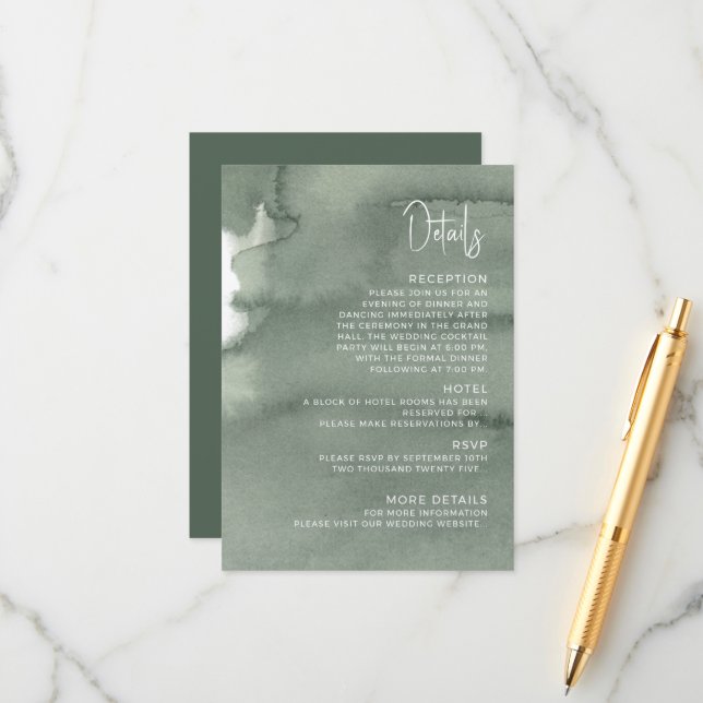 Cartão De Informações Modern wedding Enclosure Card  Details. (Frente/Verso In Situ)