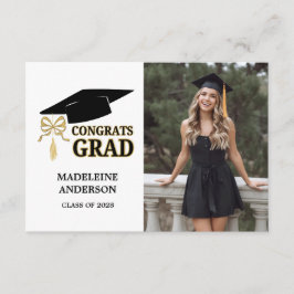 Cartão De Informações Modern Whimsical Gold Black Graduation Cap