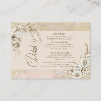 Cartão De Informações Modern White Boho Floral Arch Wedding Details Card